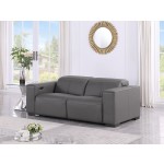 1208 Dark Grey Genuine Leather Power Reclining Loveseat with Power Headrest