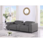 1208 Dark Grey Power Reclining Console Loveseat with Power Headrests in Genuine Leather