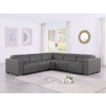 1208 Dark Grey Genuine Leather 5-Piece Sectional with 3 Power Reclining Seats & Power Headrest
