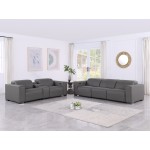 1208 Dark Grey Modular Power Reclining Sofa and Console Loveseat Set in Genuine Leather with Power Headrests