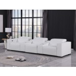 1208 White 5-Piece Genuine Leather Power Reclining Sofa – 3 Recliners and Power Headrests