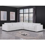 1208 White Genuine Leather 5-Piece Sectional with 3 Power Reclining Seats & Power Headrest