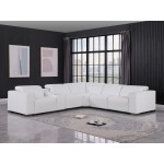 1208 White Genuine Leather 6-Piece Sectional with 3 Power Reclining Seats & Power Headrest