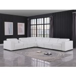 1208 White Genuine Leather 7-Piece Sectional with 4 Power Reclining Seats & Power Headrest