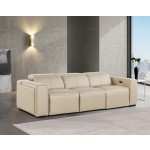 1224 - DivanItalia Beige Modular Power Dual Reclining Sofa with Power Reclining Headrests - Top Grain Italian Leather
