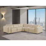 1224 - DivanItalia Beige 5-Piece L-Shaped Modular Power Reclining Sectional with Power Headrests - Top Grain Italian Leather