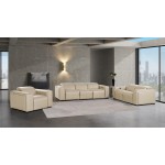 1224 - DivanItalia Beige Modular Power Dual Reclining Sofa, Loveseat, and Chair Set with Power Headrests - Top Grain Italian Leather