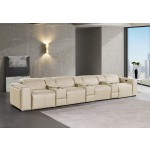 1224 - DivanItalia Beige Modular Power Triple Reclining Triple Console Sofa with Power Reclining Headrests - Top Grain Italian Leather