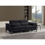 1224 - DivanItalia Black Top Grain Italian Leather Loveseat with Power Headrest