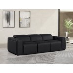 1224 - DivanItalia Black Modular Power Triple Reclining Sofa with Power Reclining Headrests - Top Grain Italian Leather