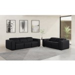 1224 - DivanItalia Black Modular Power Dual Reclining Sofa and Loveseat Set with Power Headrests - Top Grain Italian Leather