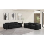 1224 - DivanItalia Black Modular Power Triple Reclining Sofa and Console Loveseat Set with Power Headrests - Top Grain Italian Leather