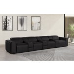 1224 - DivanItalia Black Modular Power Triple Reclining Triple Console Sofa with Power Reclining Headrests - Top Grain Italian Leather