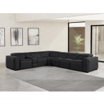 1224 - DivanItalia Black 7-Piece L-Shaped Modular Power Reclining Sectional with 4 Power Recliners and Power Headrests - Top Grain Italian Leather