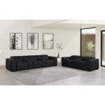 1224 - DivanItalia Black Modular Power Reclining Dual Console Sofa and Console Loveseat Set with Power Headrests - Top Grain Italian Leather