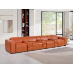 1224 - DivanItalia Camel Modular Power Triple Reclining Triple Console Sofa with Power Reclining Headrests - Top Grain Italian Leather