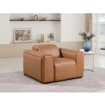 1224 - DivanItalia Cognac Power Reclining Arm Chairwith Power Headrests - Top Grain Italian Leather