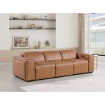 1224 - DivanItalia Cognac Modular Power Dual Reclining Sofa with Power Reclining Headrests - Top Grain Italian Leather