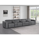 1224 - DivanItalia Dark Grey Modular Power Triple Reclining Triple Console Sofa with Power Reclining Headrests - Top Grain Italian Leather