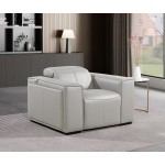 1224 - DivanItalia Light Grey Power Reclining Arm Chairwith Power Headrests - Top Grain Italian Leather