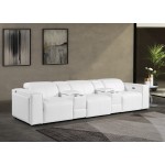 1224 - DivanItalia White Modular Power Triple Reclining Dual Console Sofa with Power Reclining Headrests - Top Grain Italian Leather