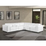 1224 - DivanItalia White 6-Piece L-Shaped Modular Power Reclining Sectional with 3 Power Recliners and Power Headrests - Top Grain Italian Leather