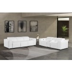 1224 - DivanItalia White Modular Power Triple Reclining Sofa and Console Loveseat Set with Power Headrests - Top Grain Italian Leather