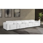 1224 - DivanItalia White Modular Power Triple Reclining Triple Console Sofa with Power Reclining Headrests - Top Grain Italian Leather