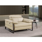1246 - DivanItalia Beige Power Reclining Arm Chairwith Power Headrests - Top Grain Italian Leather