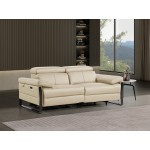 1246 - DivanItalia Beige Top Grain Italian Leather Loveseat with Power Headrest
