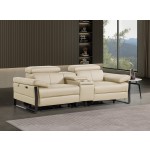 1246 - DivanItalia Beige Top Grain Italian Leather Console Loveseat with Power Headrest