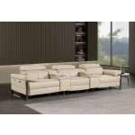 1246 - DivanItalia Beige Modular Power Triple Reclining Dual Console Sofa with Power Reclining Headrests - Top Grain Italian Leather