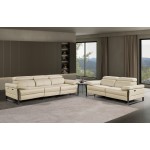 1246 - DivanItalia Beige Modular Power Dual Reclining Sofa and Loveseat Set with Power Headrests - Top Grain Italian Leather