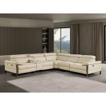 1246 - DivanItalia Beige 6-Piece L-Shaped Modular Power Reclining Sectional with 3 Power Recliners and Power Headrests - Top Grain Italian Leather