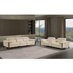 1246 - DivanItalia Beige Modular Power Triple Reclining Sofa and Console Loveseat Set with Power Headrests - Top Grain Italian Leather