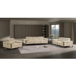 1246 - DivanItalia Beige Modular Power Dual Reclining Sofa, Loveseat, and Chair Set with Power Headrests - Top Grain Italian Leather