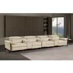 1246 - DivanItalia Beige Modular Power Triple Reclining Triple Console Sofa with Power Reclining Headrests - Top Grain Italian Leather