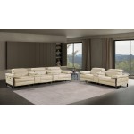 1246 - DivanItalia Beige Modular Power Reclining Dual Console Sofa and Console Loveseat Set with Power Headrests - Top Grain Italian Leather
