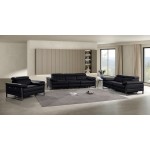 1246 - DivanItalia Black Modular Power Dual Reclining Sofa, Loveseat, and Chair Set with Power Headrests - Top Grain Italian Leather