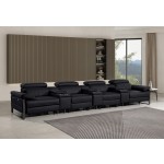 1246 - DivanItalia Black Modular Power Triple Reclining Triple Console Sofa with Power Reclining Headrests - Top Grain Italian Leather