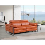 1246 - DivanItalia Camel Top Grain Italian Leather Loveseat with Power Headrest