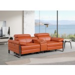 1246 - DivanItalia Camel Top Grain Italian Leather Console Loveseat with Power Headrest