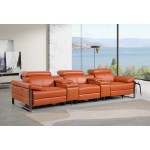 1246 - DivanItalia Camel Modular Power Triple Reclining Dual Console Sofa with Power Reclining Headrests - Top Grain Italian Leather