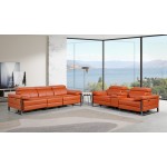 1246 - DivanItalia Camel Modular Power Triple Reclining Sofa and Console Loveseat Set with Power Headrests - Top Grain Italian Leather