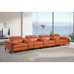 1246 - DivanItalia Camel Modular Power Triple Reclining Triple Console Sofa with Power Reclining Headrests - Top Grain Italian Leather