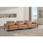1246 - DivanItalia Cognac Modular Power Triple Reclining Dual Console Sofa with Power Reclining Headrests - Top Grain Italian Leather