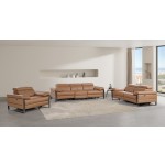 1246 - DivanItalia Cognac Modular Power Dual Reclining Sofa, Loveseat, and Chair Set with Power Headrests - Top Grain Italian Leather