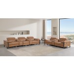 1246 - DivanItalia Cognac Modular Power Reclining Dual Console Sofa and Console Loveseat Set with Power Headrests - Top Grain Italian Leather