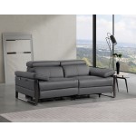 1246 - DivanItalia Dark Grey Top Grain Italian Leather Loveseat with Power Headrest