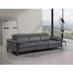 1246 - DivanItalia Dark Grey Modular Power Dual Reclining Sofa with Power Reclining Headrests - Top Grain Italian Leather